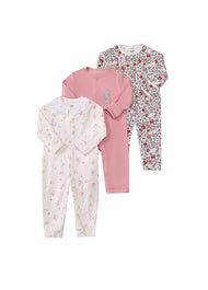 3-Pack Baby Girl Cotton Cute Printed Long-Sleeved Romper