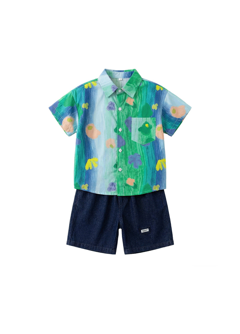 Boys' Summer Vacation-Style Beach Outfit Set