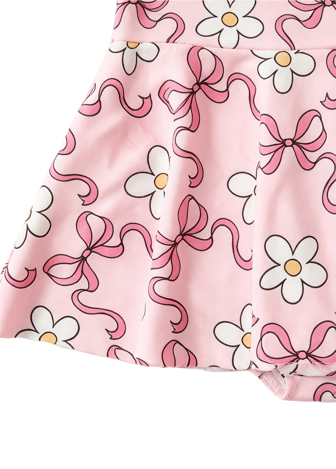 Girls' Summer Short-Sleeve Swim Dress — Floral-Patterned One-Piece Swimsuit