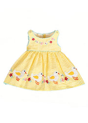 Baby Girl Duck Embroidered Cotton Dress