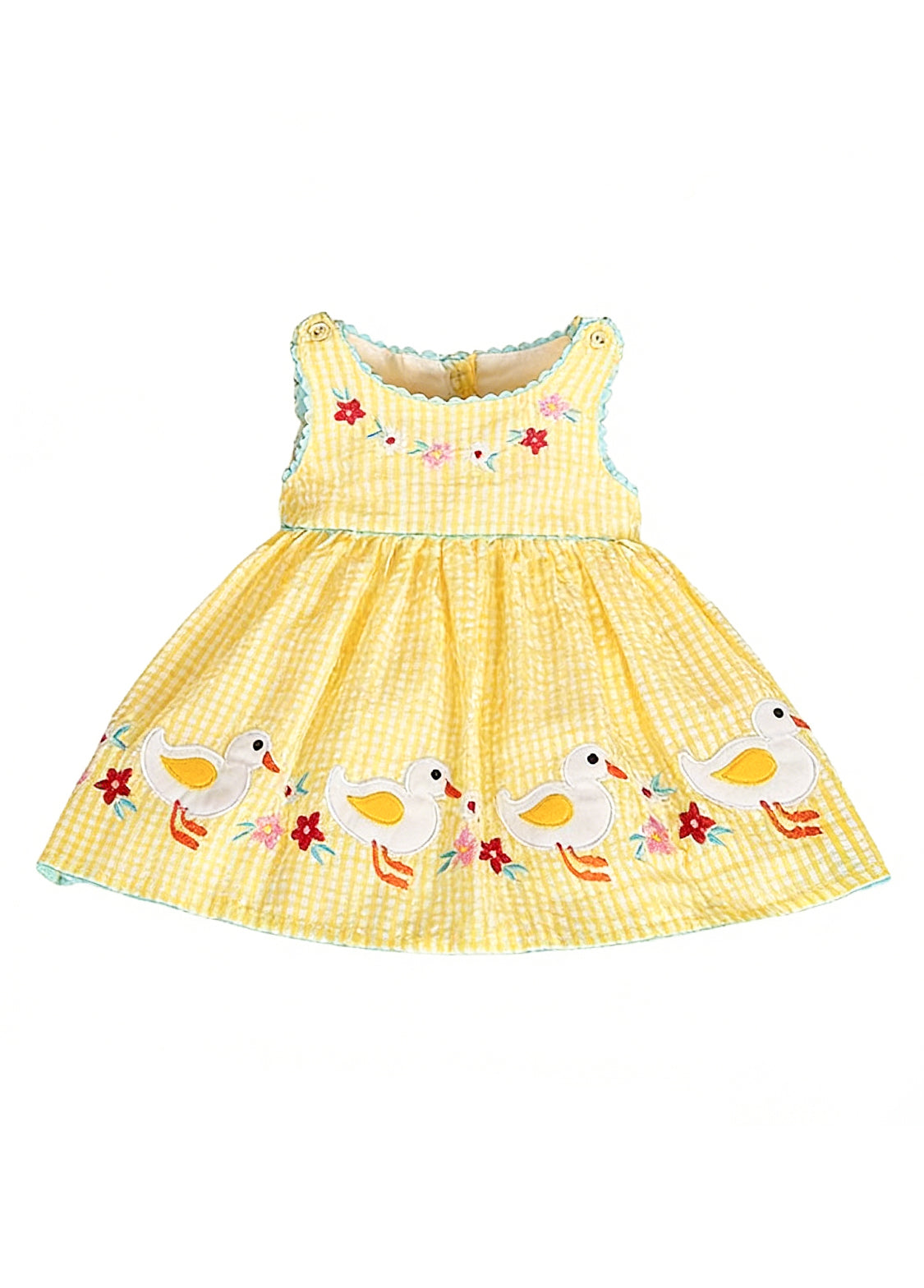 Baby Girl Duck Embroidered Cotton Dress