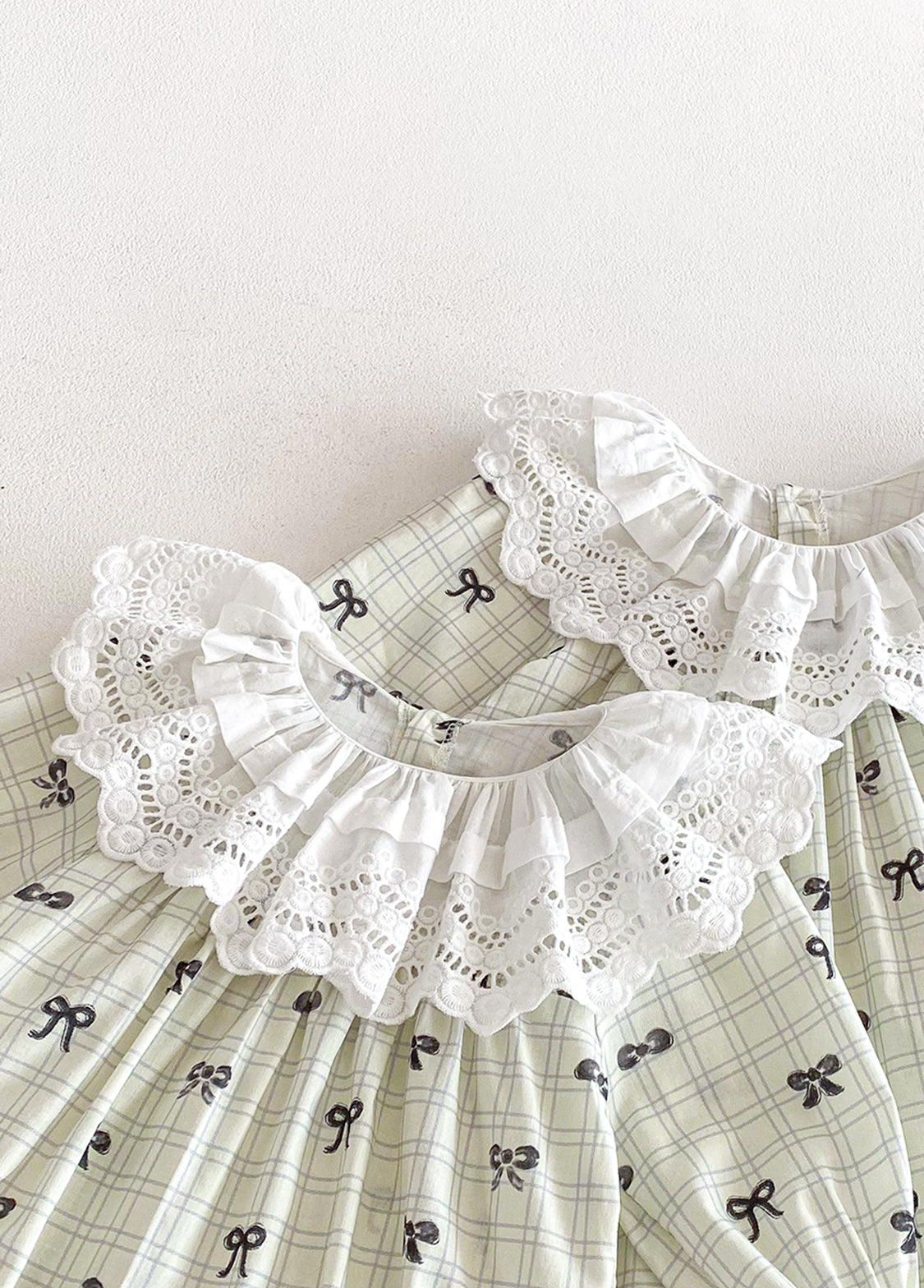 Girls Sweet Bowknot Dollar Collar Dress With Headband