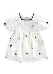 Girl Soft Cotton Bow Detail Dress