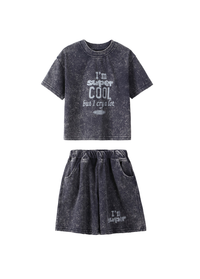 Boys Washed Graphic Cotton Two-Piece Set