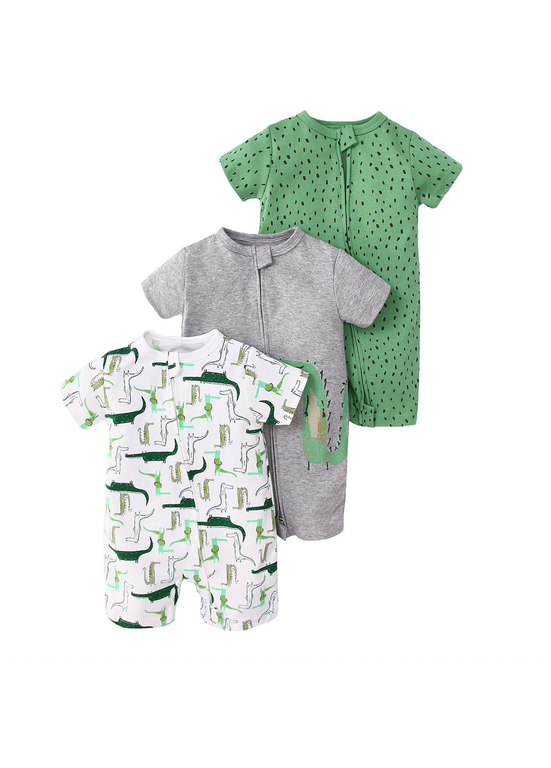 3-Pack Baby Boys Cotton Cute Printed Short-Sleeved Romper
