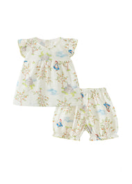 Baby Bamboo-Blend Printed Top & Shorts Set