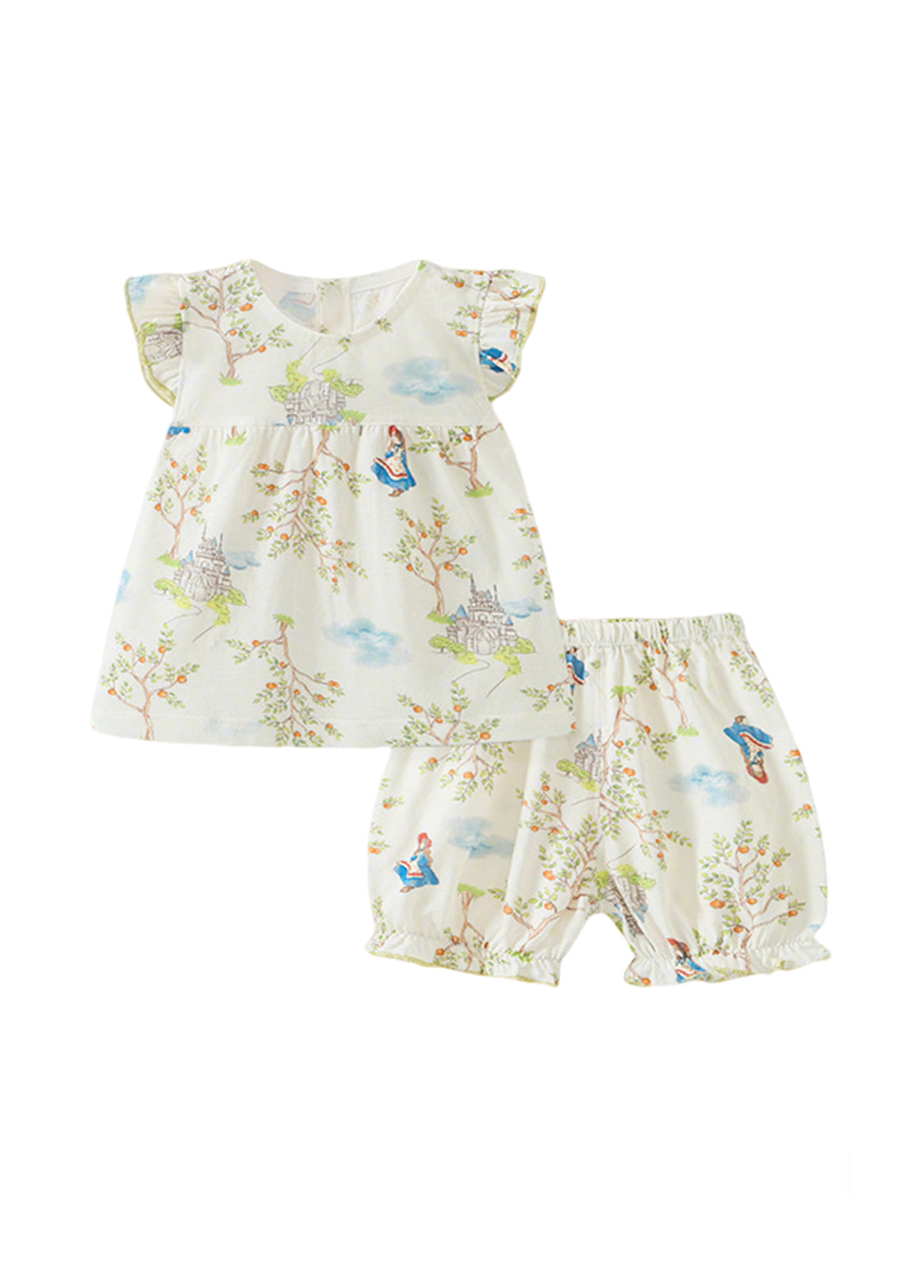 Baby Bamboo-Blend Printed Top & Shorts Set