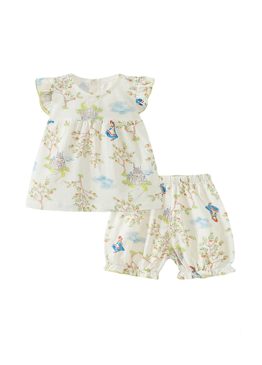 Baby Bamboo-Blend Printed Top & Shorts Set