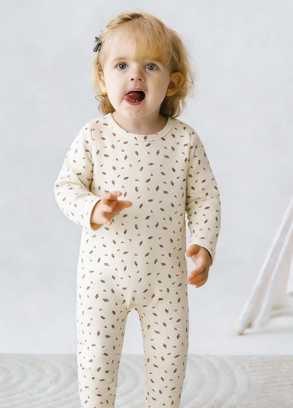 Baby All-Over Leaf Print Footed One-Piece