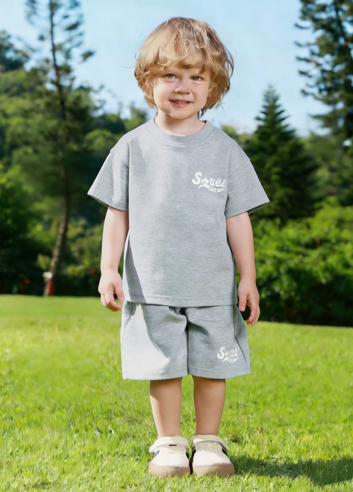 Boys Logo Cotton Stretch Two-Piece Set