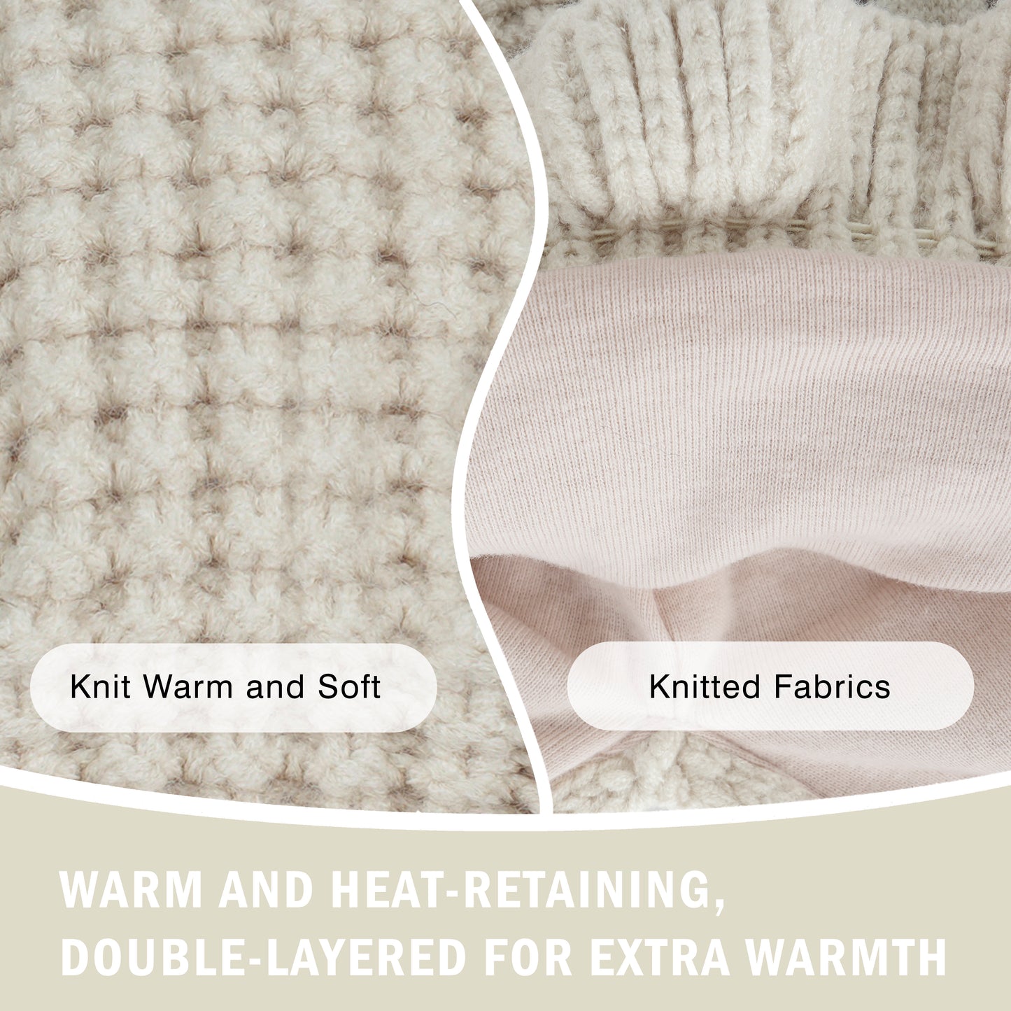 Toddler Cute Ears Knit Hat-Pink/Beige