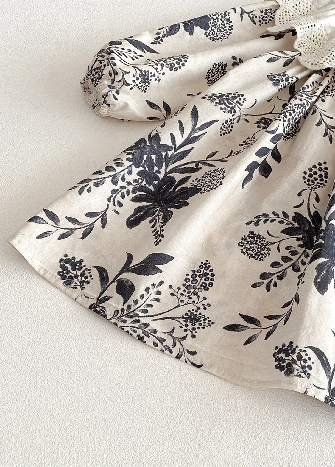 Girls Sweet Floral Dollar Collar Dress With Headband