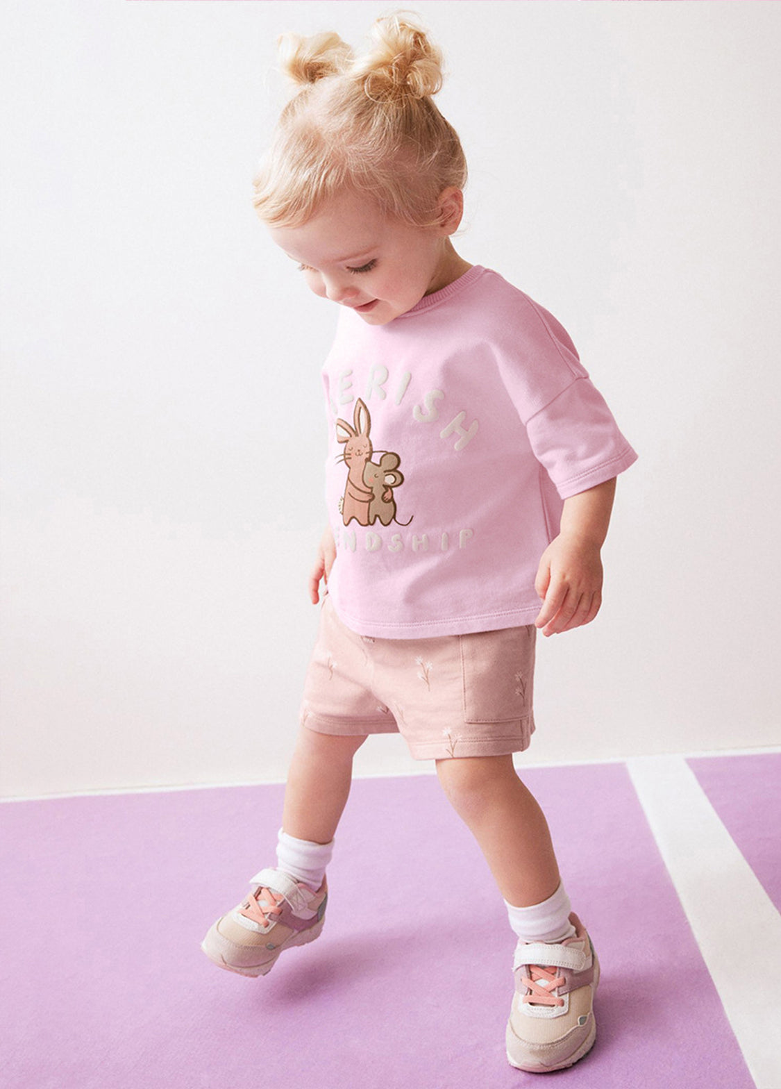 Girls Cotton Rabbit Friendship Two-Piece Set