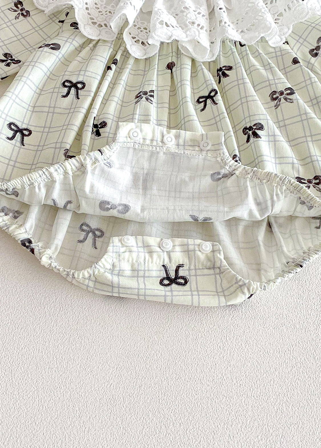 Baby Girls Pastoral Style Bowknot Romper With Hairband