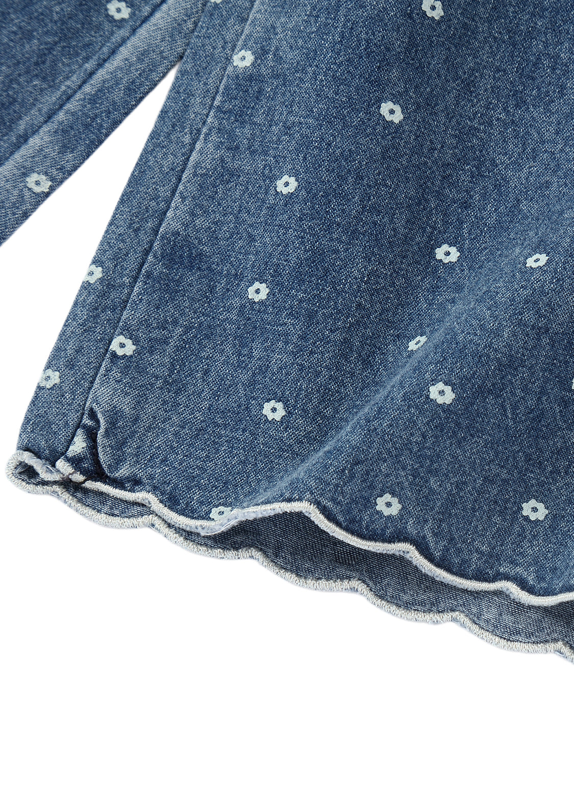 Girls Cotton Two-Piece Lace Top & Wide-Leg Pants Set