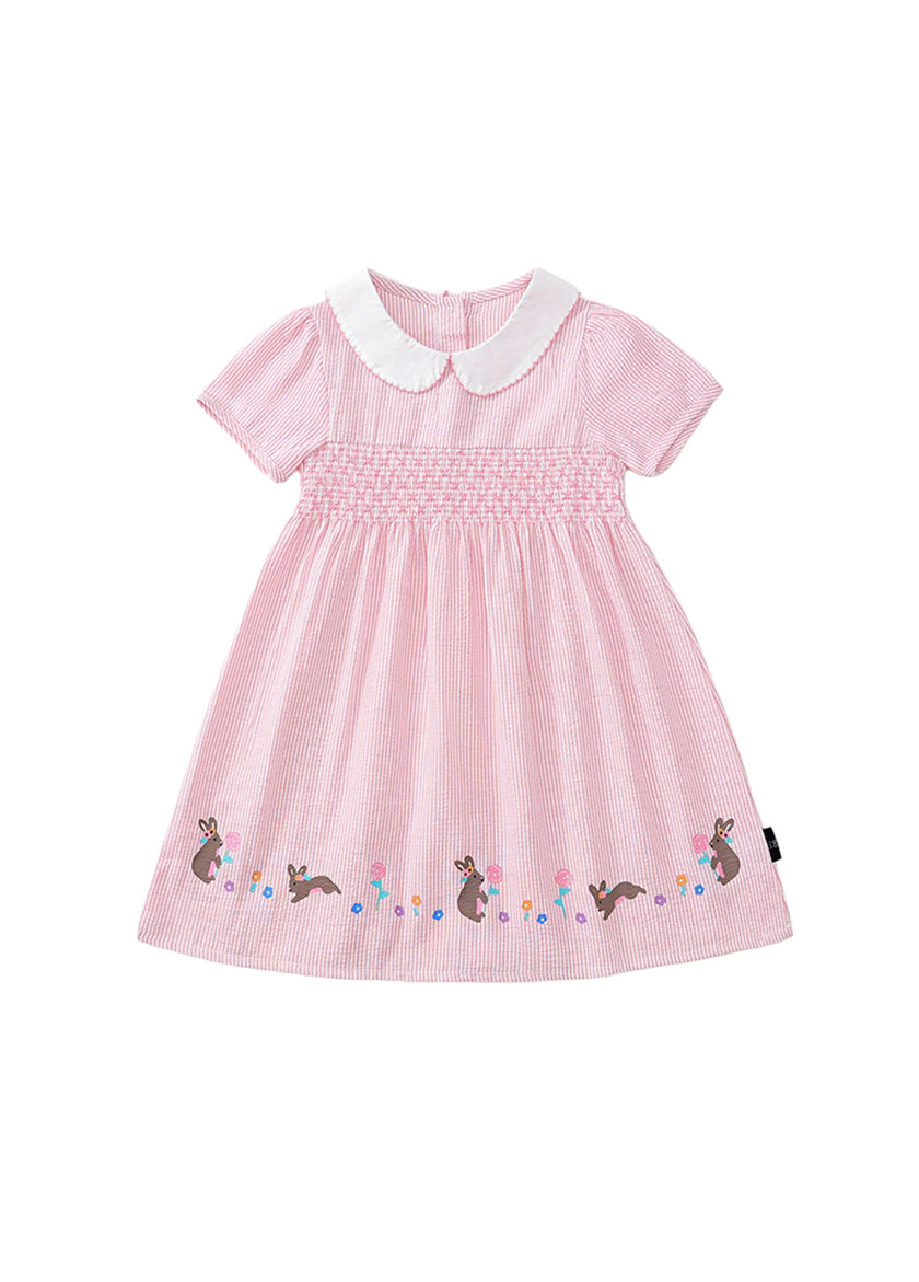 Girls Cartoon Bunny Cotton Blend Dress