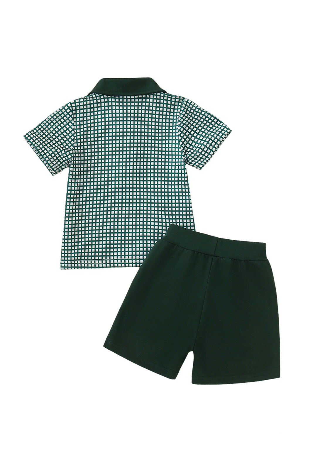 Boy St. Patrick's Day Plaid Print Short-sleeved Polo And Shorts Set