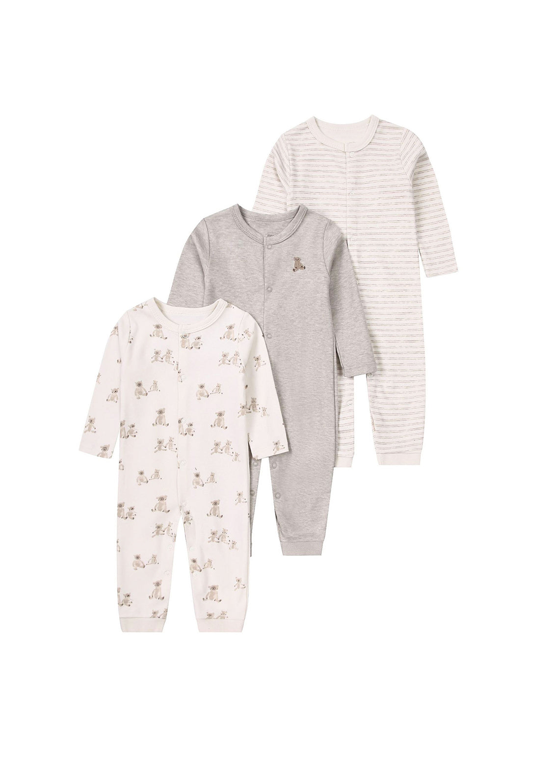 3-Pack Baby Girl Cotton Cute Printed Long-Sleeved Romper