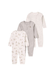 3-Pack Baby Girl Cotton Cute Printed Long-Sleeved Romper