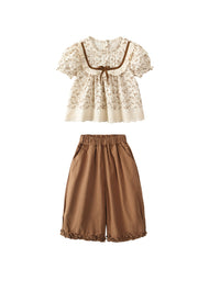 Girls Cotton Floral Two-Piece Outfit