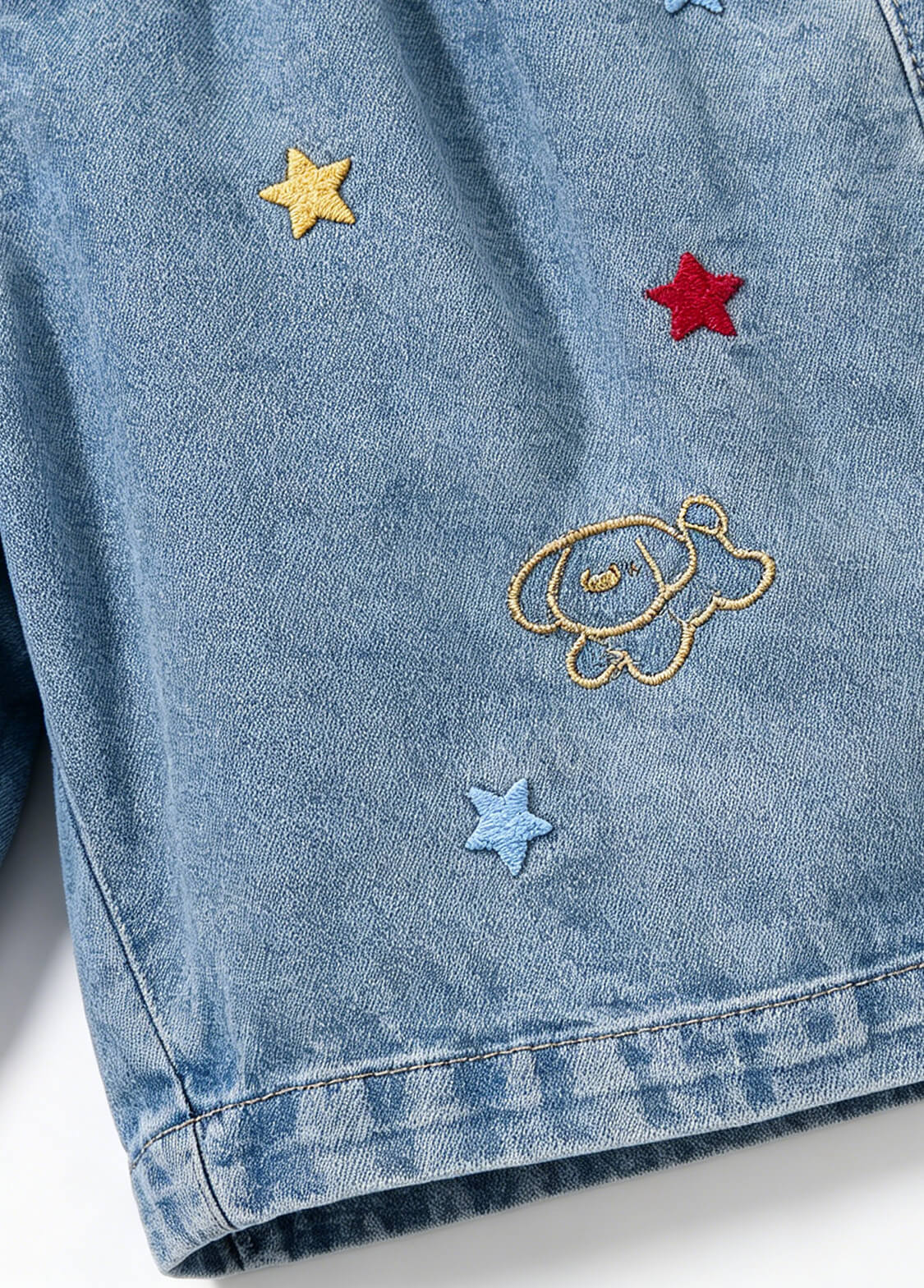 Girls Summer Denim Shorts Kids Loose Fit Colorful Star and Cute Dog Printed Casual Jean Shorts