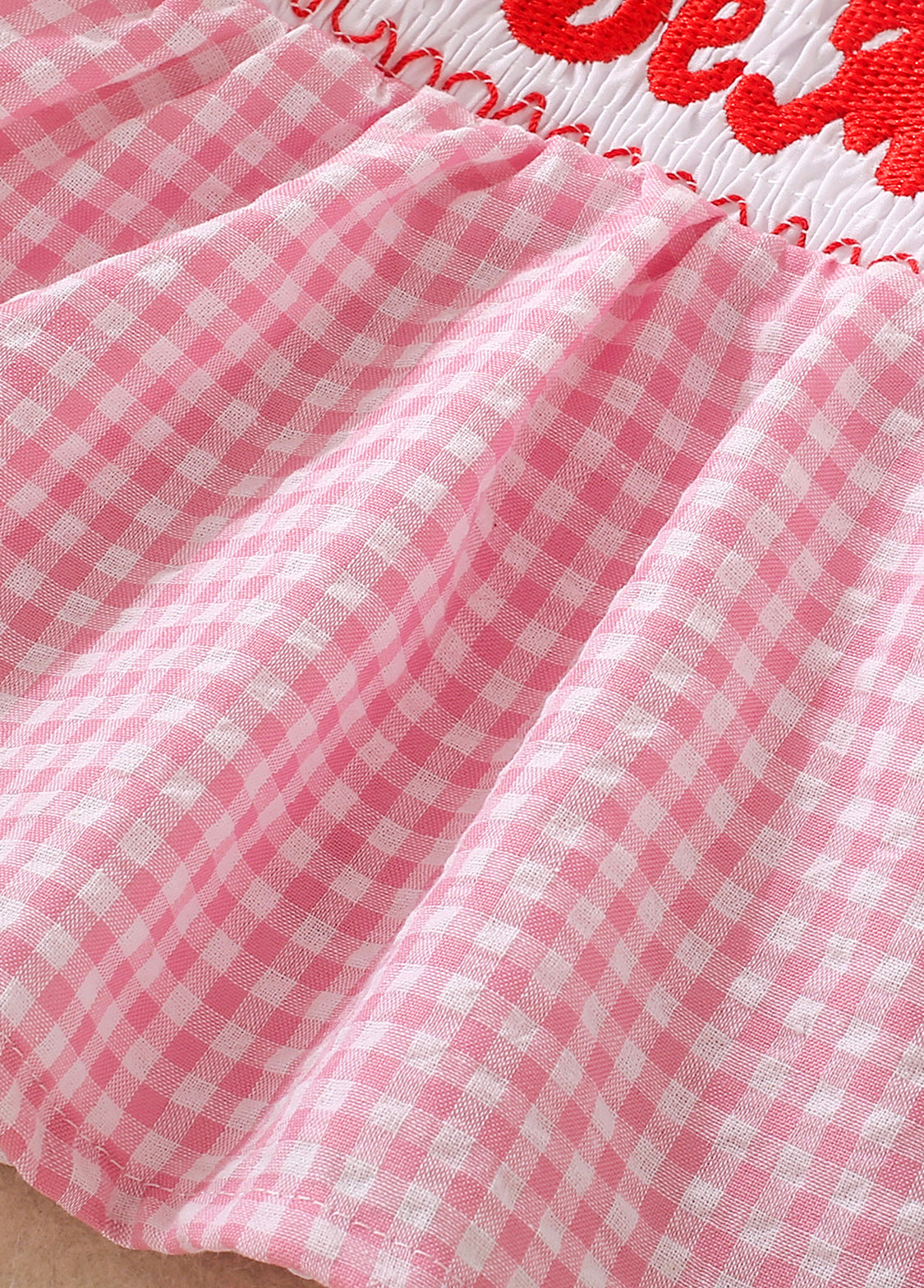 Baby Girl Pink Plaid Embroidered Long-sleeved Top And Lantern Pants Set