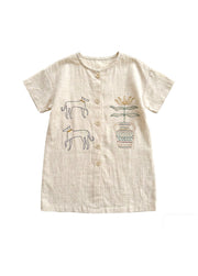 Girls' Lightweight Pure Cotton Retro Summer Dress
