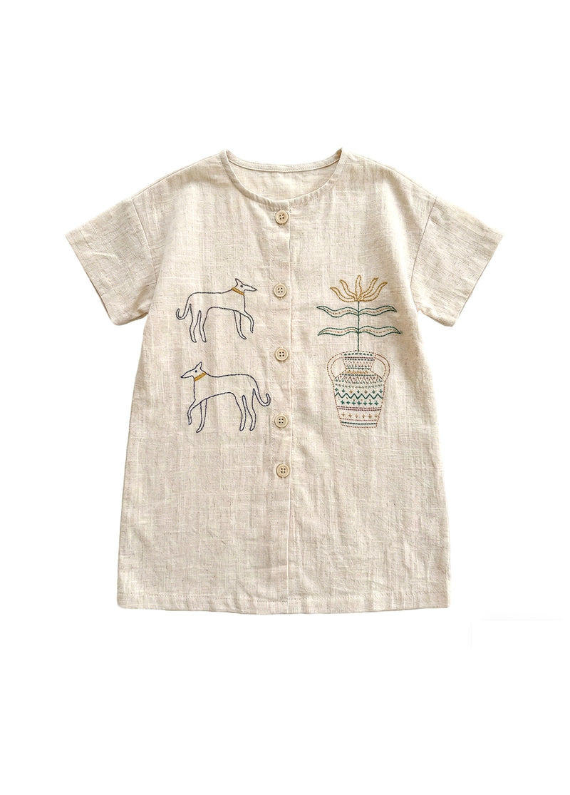 Girls' Lightweight Pure Cotton Retro Summer Dress