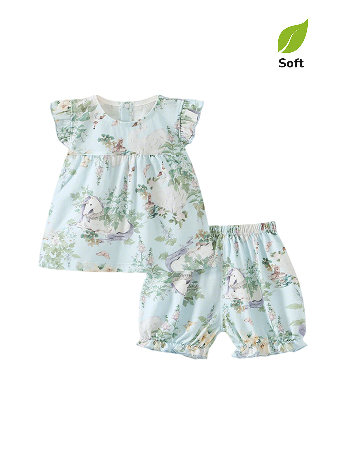 Baby Bamboo-Blend Printed Top & Shorts Set