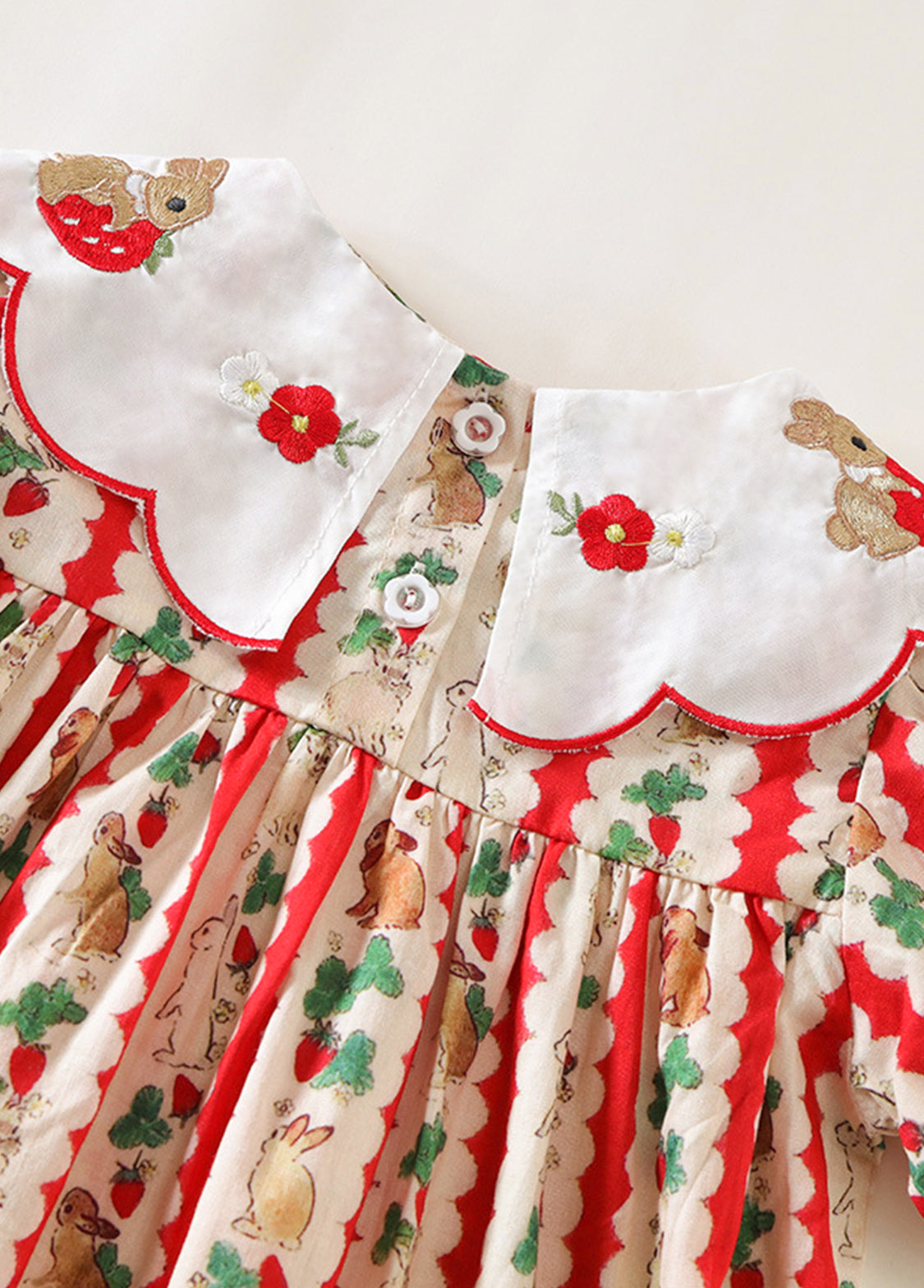 Girls  Cute Bunny Carrot Print Dollar Collar Dress