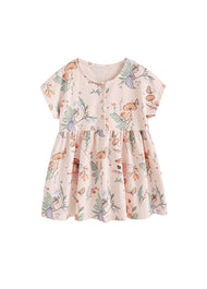 Girl Sweet Cartoon Print Short-sleeved Dress