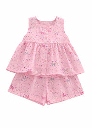 Girls Sleeveless Cotton Blend Top and Shorts Two-Piece Set