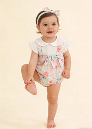 Baby Girl Floral Cottage Style Romper with Headband