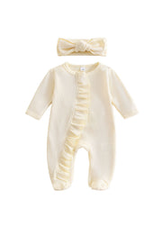 Baby Girl  Cute Ruffled Romper With Headband