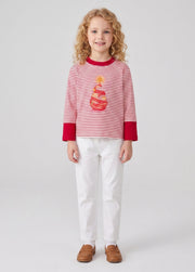 Kids Spring Autumn Long Sleeve Striped T-Shirt Unisex Baby Color-Block Patchwork Sleeve Cotton Top