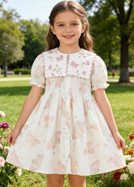 Girls Butterfly Print Cotton Dress