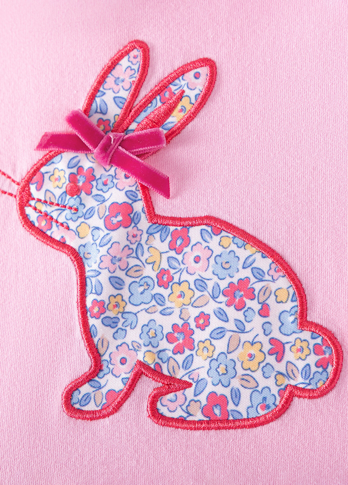 Girls Cotton Bunny Floral Short Sleeve Dress