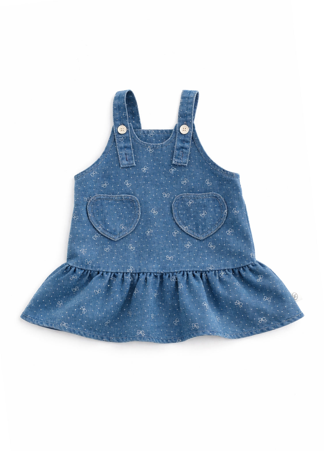 Girls Cotton Denim Pinafore Dress Set