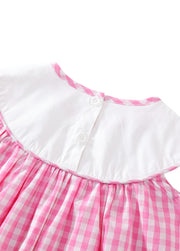 Girls Mermaid Embroidered Cotton Plaid Dress