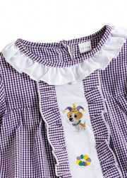 Girls Embroidered Plaid Short Sleeve Dress