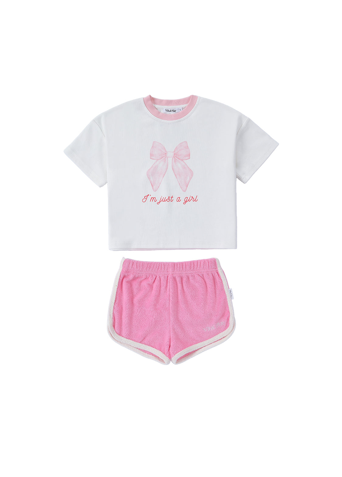 Girls Cotton Stretch Bow Summer Set