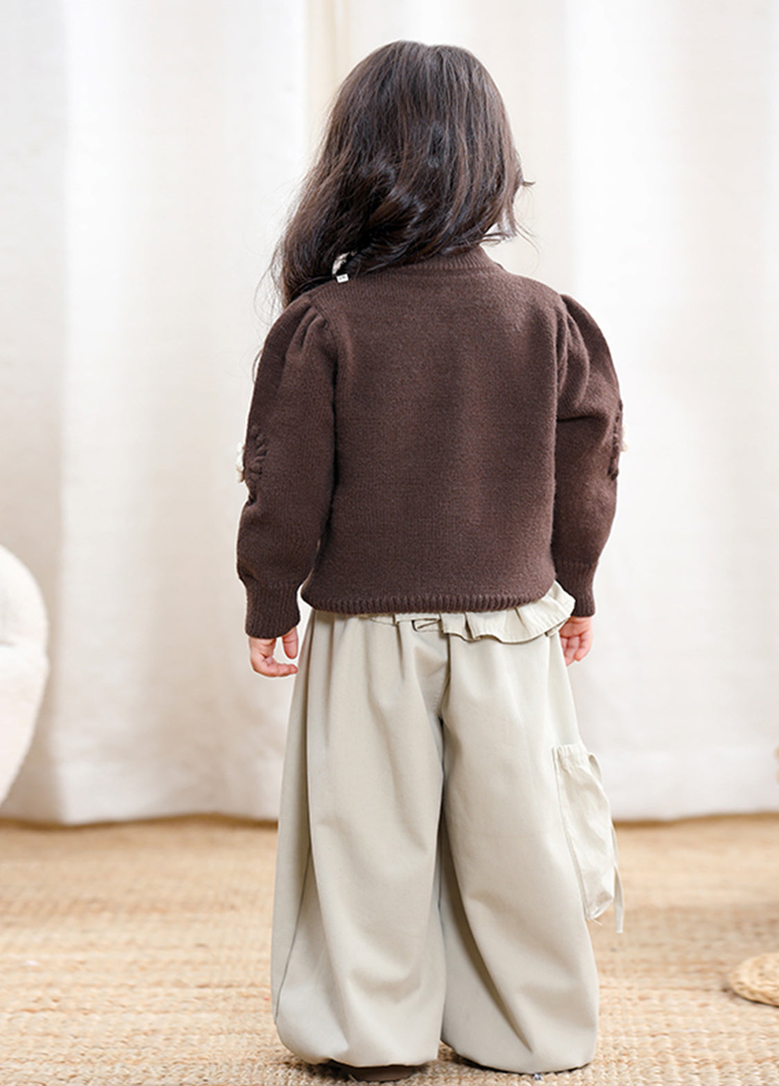 Girls Ruffle Waist Wide-Leg Pants