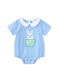 Baby Romper with Cute Rabbit Embroidery