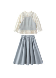 Girls Cotton Two-Piece Skirt Set