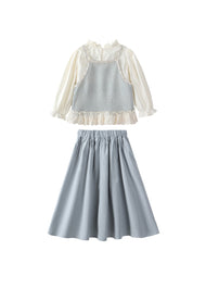 Girls Cotton Two-Piece Skirt Set