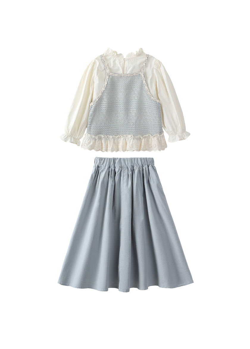 Girls Cotton Two-Piece Skirt Set
