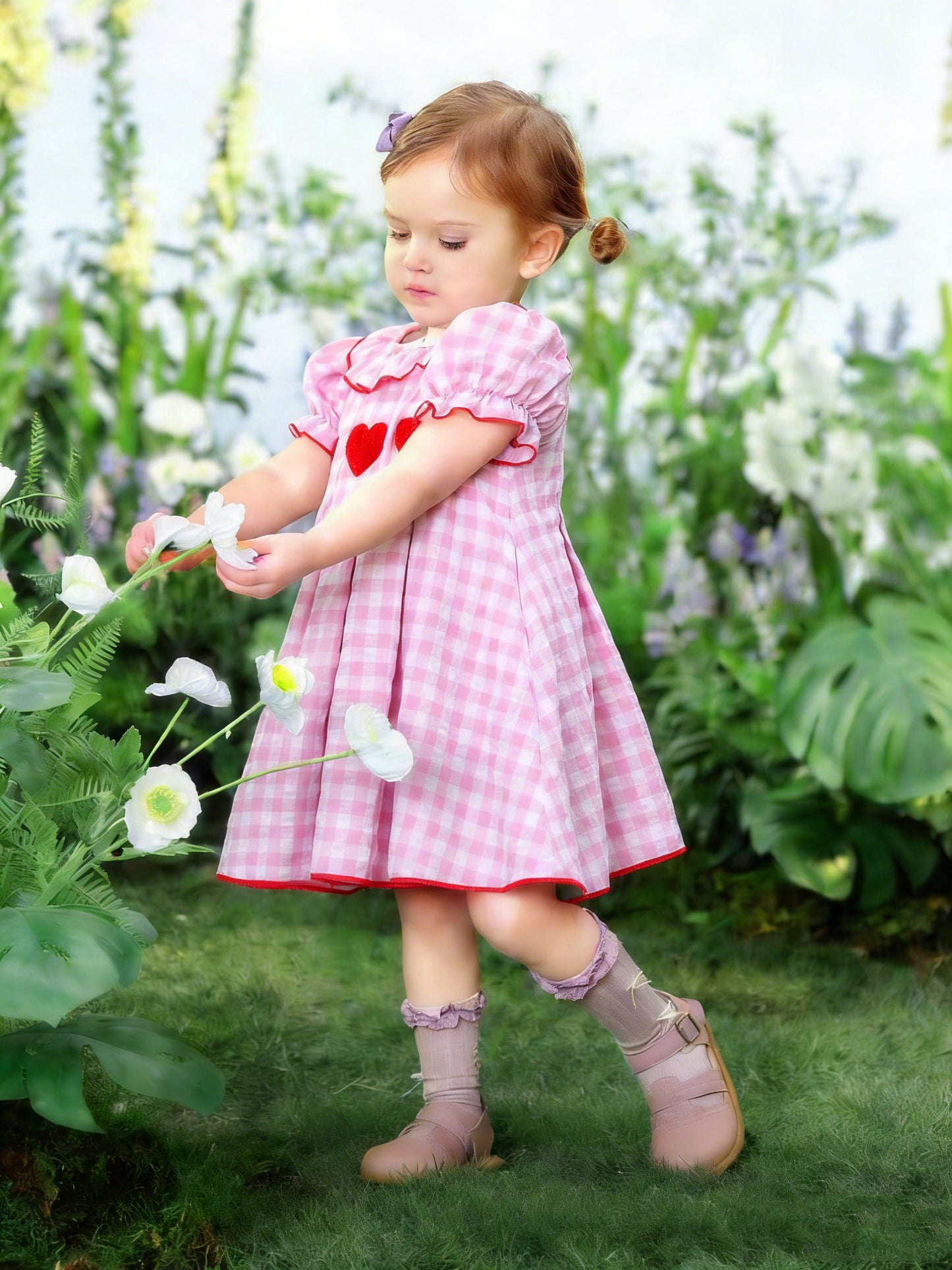 Girls Cute Plaid Dollar Collar Dress