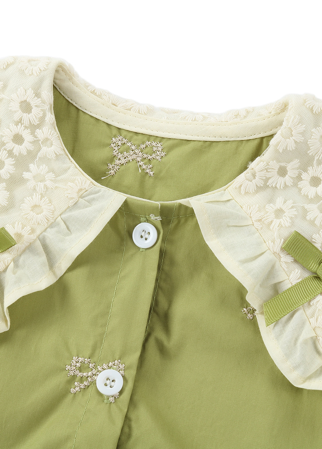 Girls Cotton Embroidered Butterfly Collar Dress