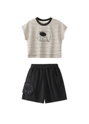 Boys Striped Cotton Two-Piece Set