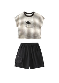 Boys Striped Cotton Two-Piece Set